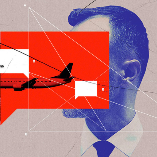 collage of face and airplane